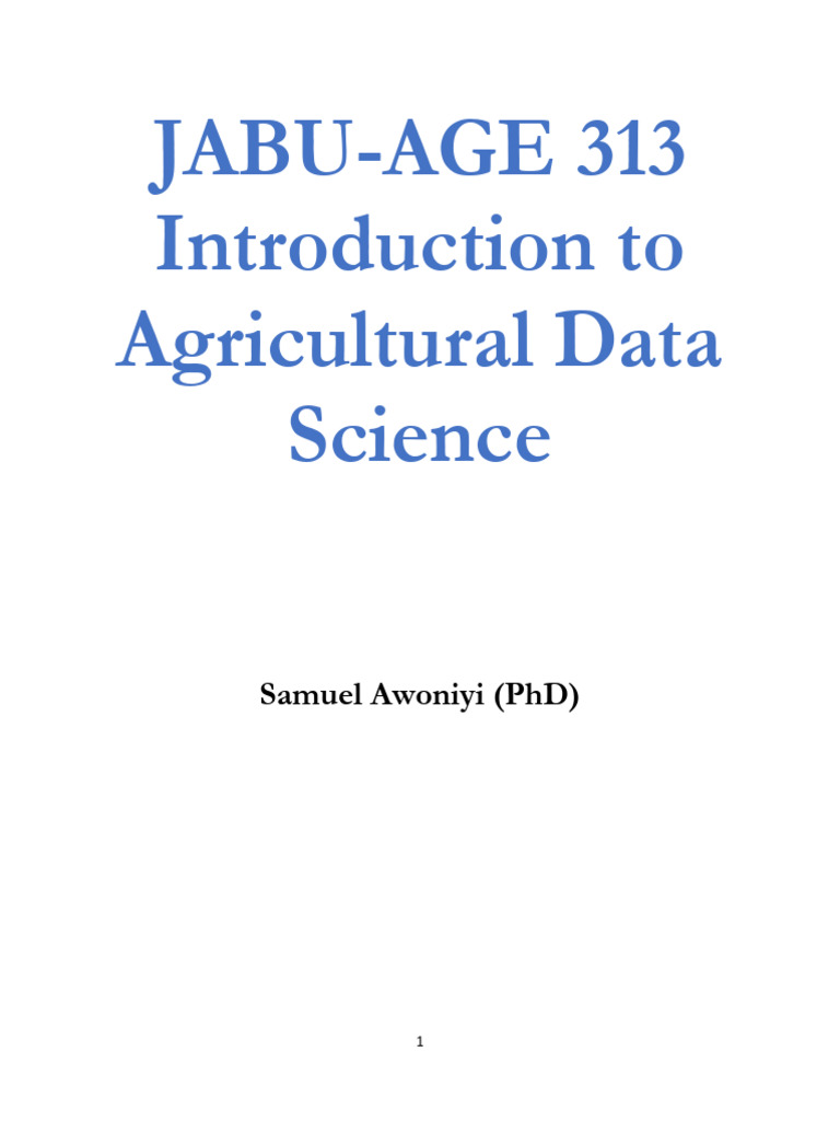 Introduction to Agricultural Data Science | PDF | Agriculture ...