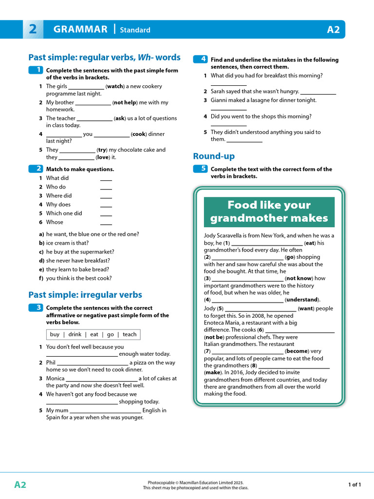 OPT A2 Grammar Standard U02 | PDF | Linguistic Morphology | Language ...