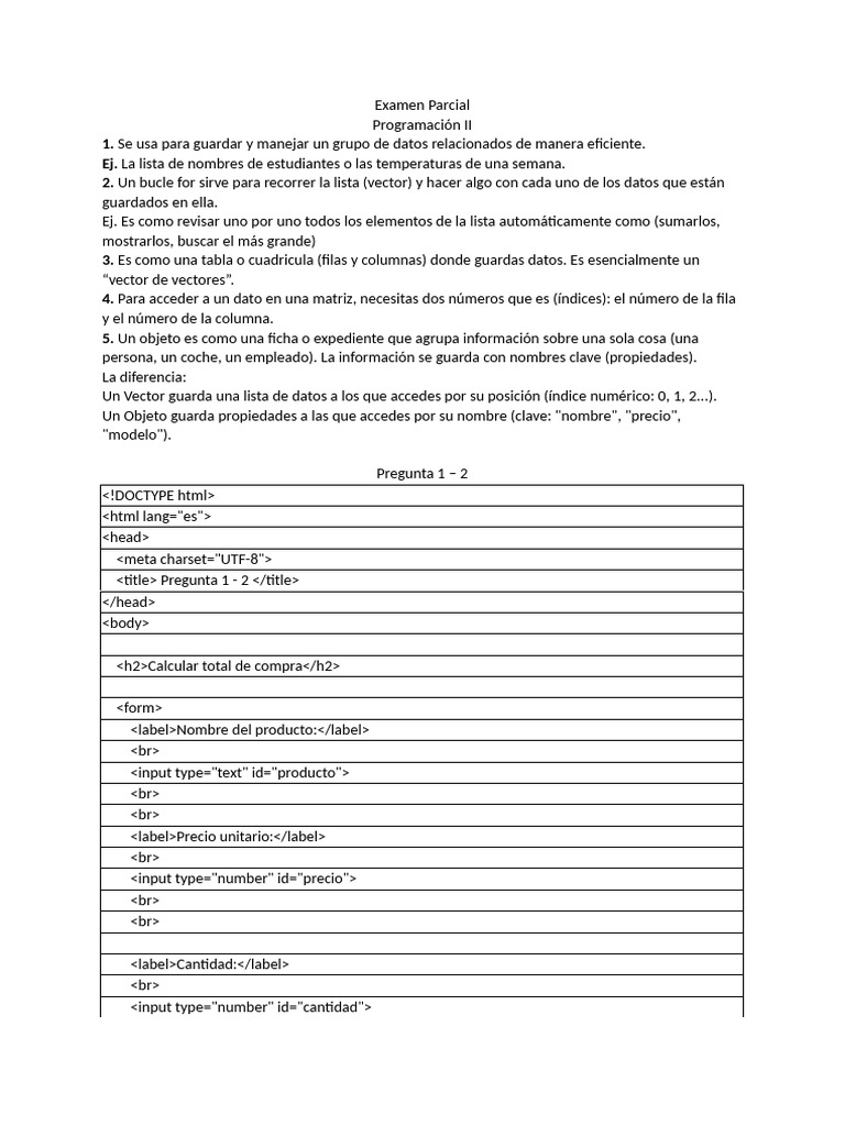 Ejercicios de Programación en JavaScript | PDF | Vector Euclidiano