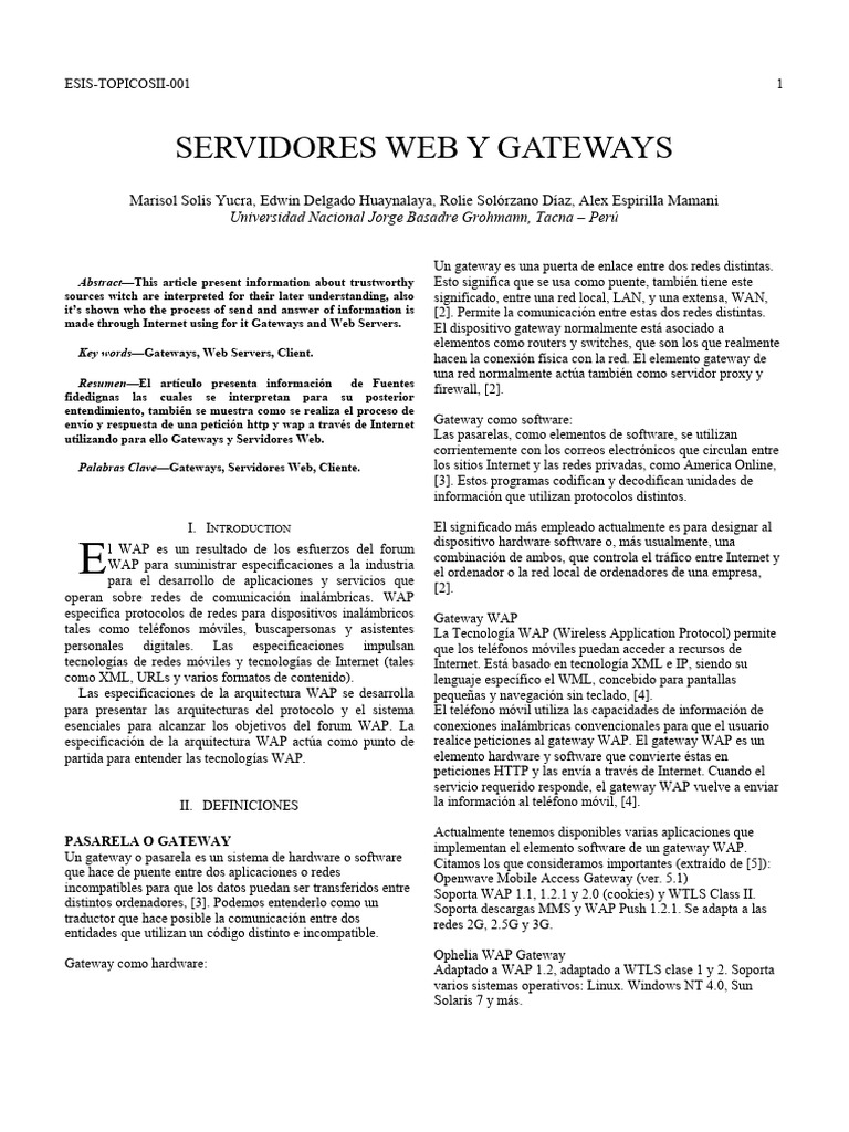 Gateways y Servidores Web en WAP | PDF | Red mundial | Internet y web