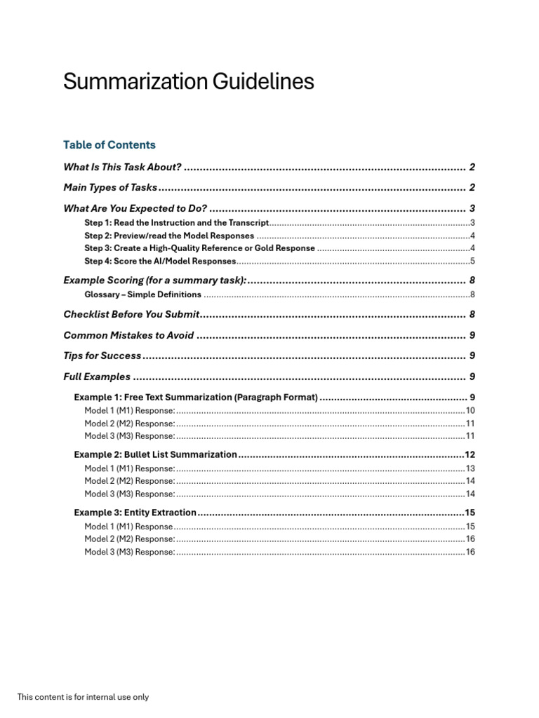 Summarization and Scoring Guidelines | PDF | Accuracy And Precision