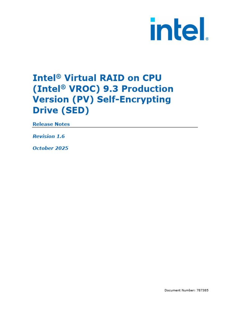 Intel VROC 9.3 SED Release Notes | PDF | Computer Hardware | Computer ...