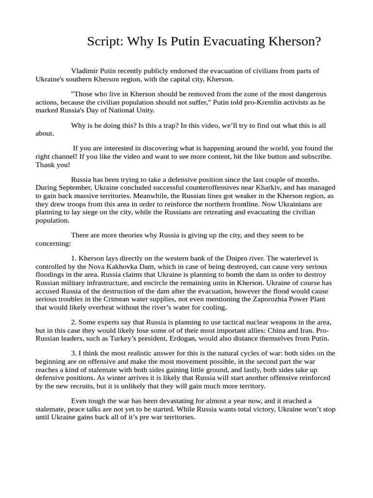 Script Kherson | PDF | Conflicts | Foreign Relations Of Ukraine