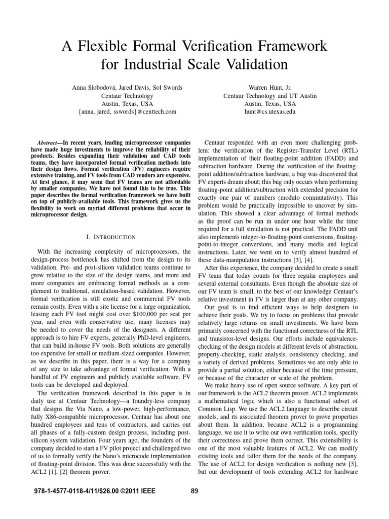 Flexible Formal Verification for Microprocessors | PDF | Formal ...