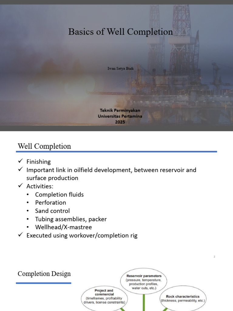 Basics of Well Completion | PDF | Petroleum Reservoir | Oil Well