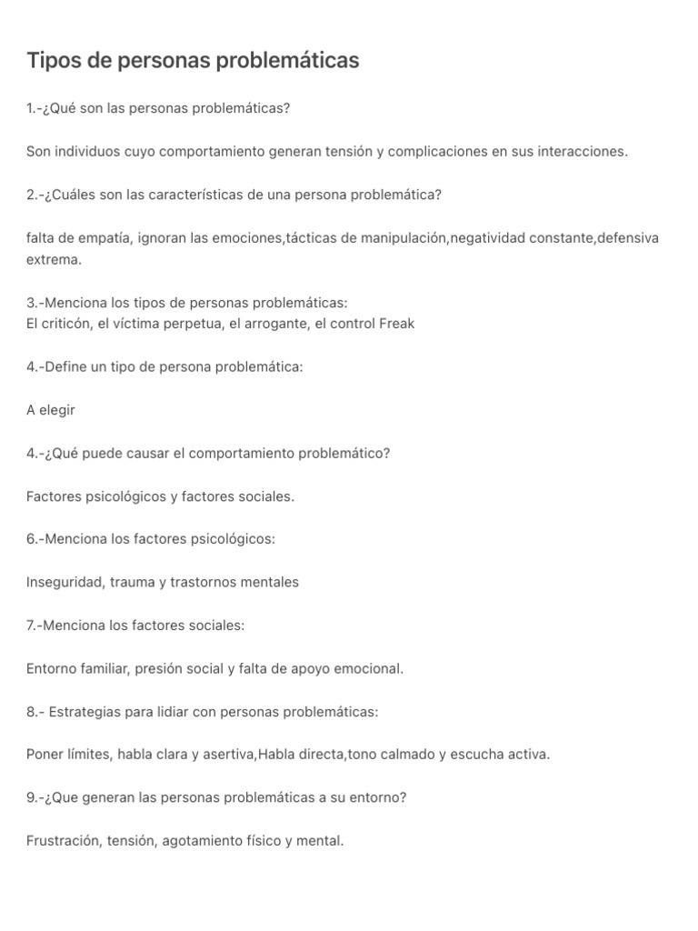 Personas problemáticas | PDF