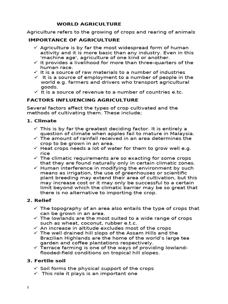 Factors Influencing Global Agriculture | PDF | Agriculture | Crop Rotation