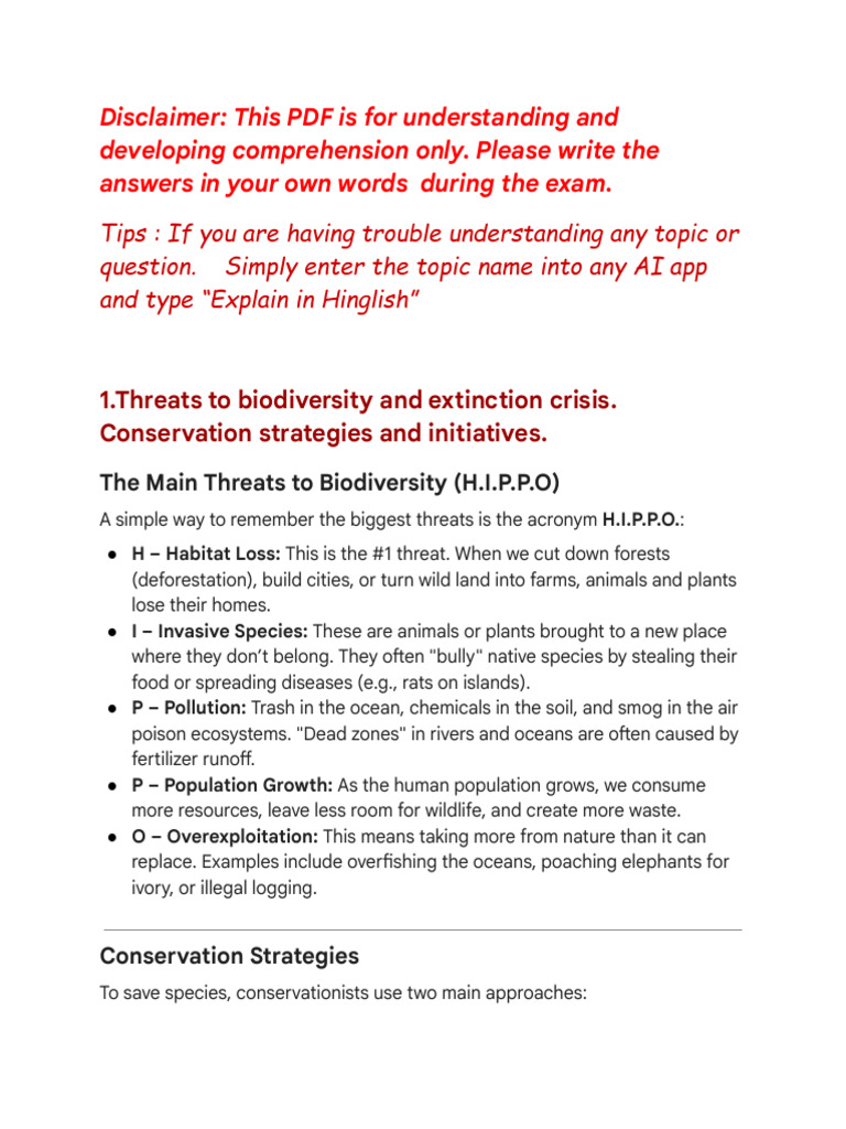Biodiversity Threats and Conservation Strategies | PDF | Homo | Earth ...