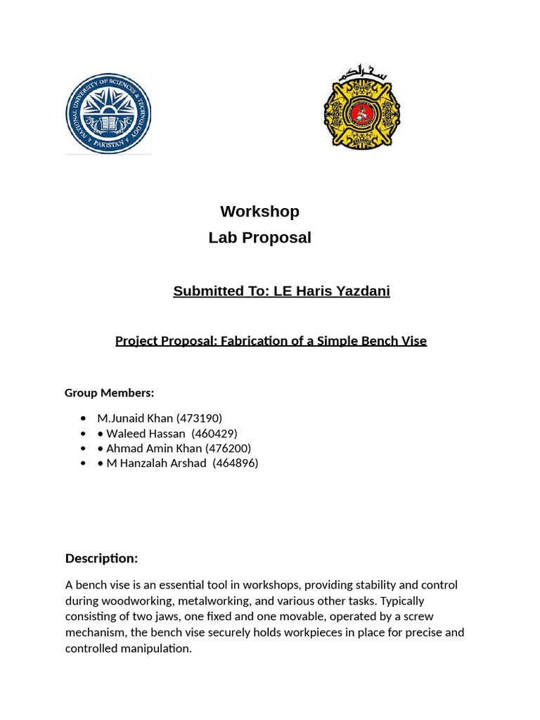 Simple Bench Vise Fabrication Proposal | PDF