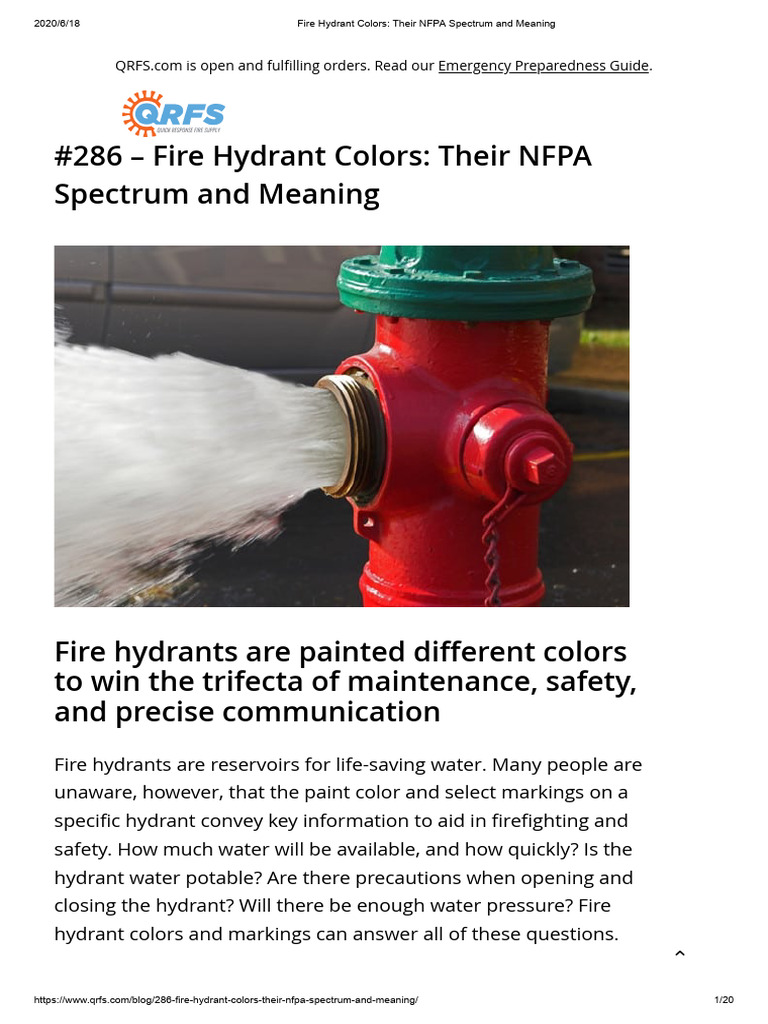 Fire Hydrant Color Codes Explained | PDF | Water | Firefighting