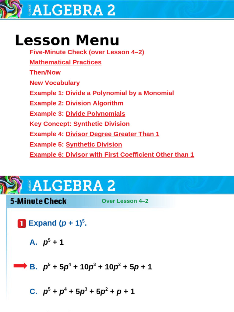 Polynomial Division Techniques Explained | PDF | Division (Mathematics ...