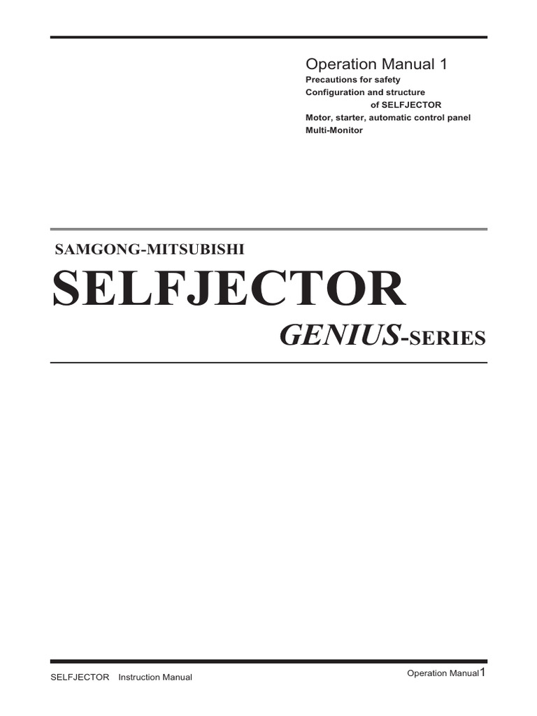 SELFJECTOR Oil Purifier Operation Manual | PDF | Pump | Valve