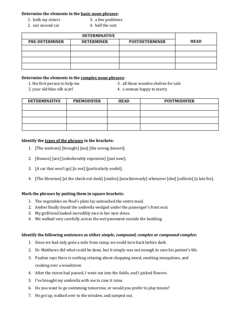 Noun Phrase Structure and Identification | PDF | Linguistic Morphology ...