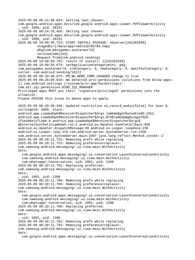 Android App Installation Logs 2025 | PDF | Android (Operating System ...