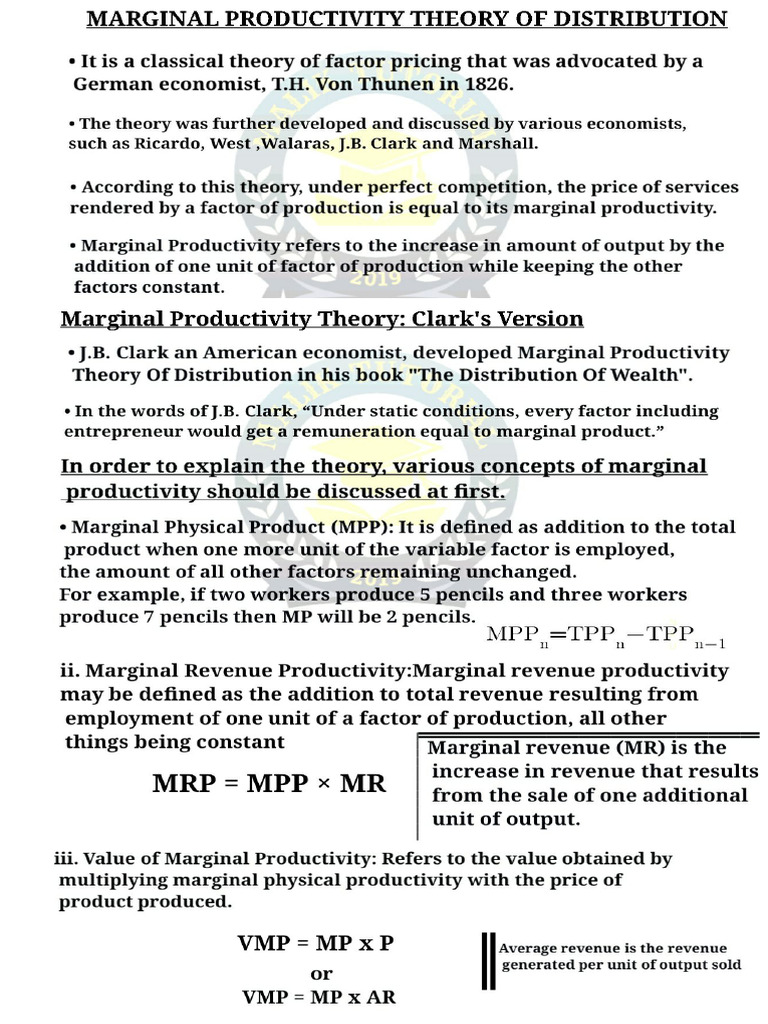 Marginal Productivity Theory Explained | PDF | Labour Economics ...