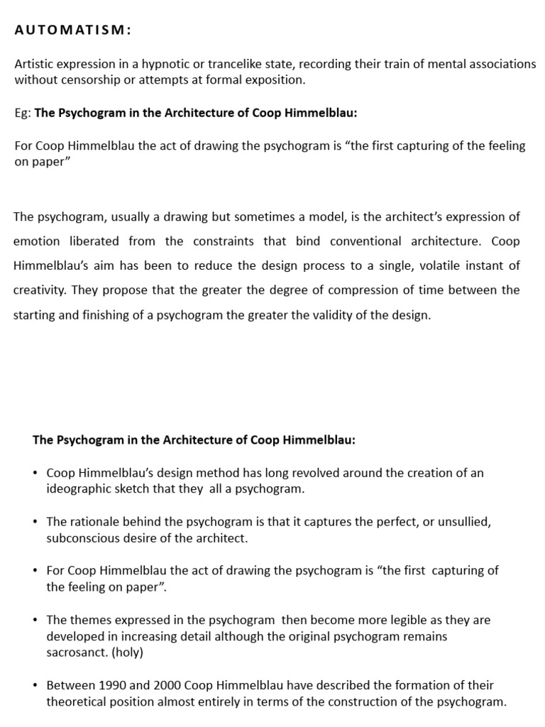 Psychogram: Coop Himmelblau's Design Method | PDF | Space