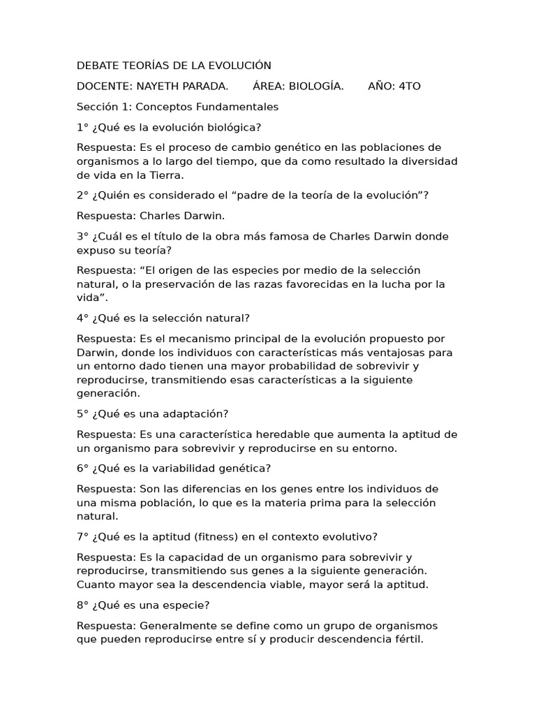 Teorías y Mecanismos de la Evolución | PDF | Evolución | Seleccion natural