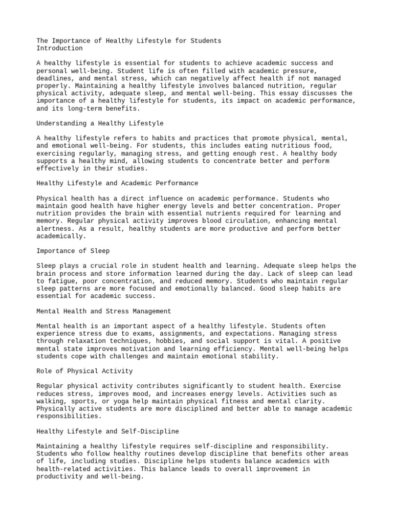 Healthy Lifestyle Benefits for Students | PDF | Disciplines | Mental Health