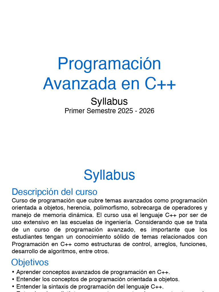 0.Syllabus_Programación Avanzada en C++ | PDF | Programación de ...