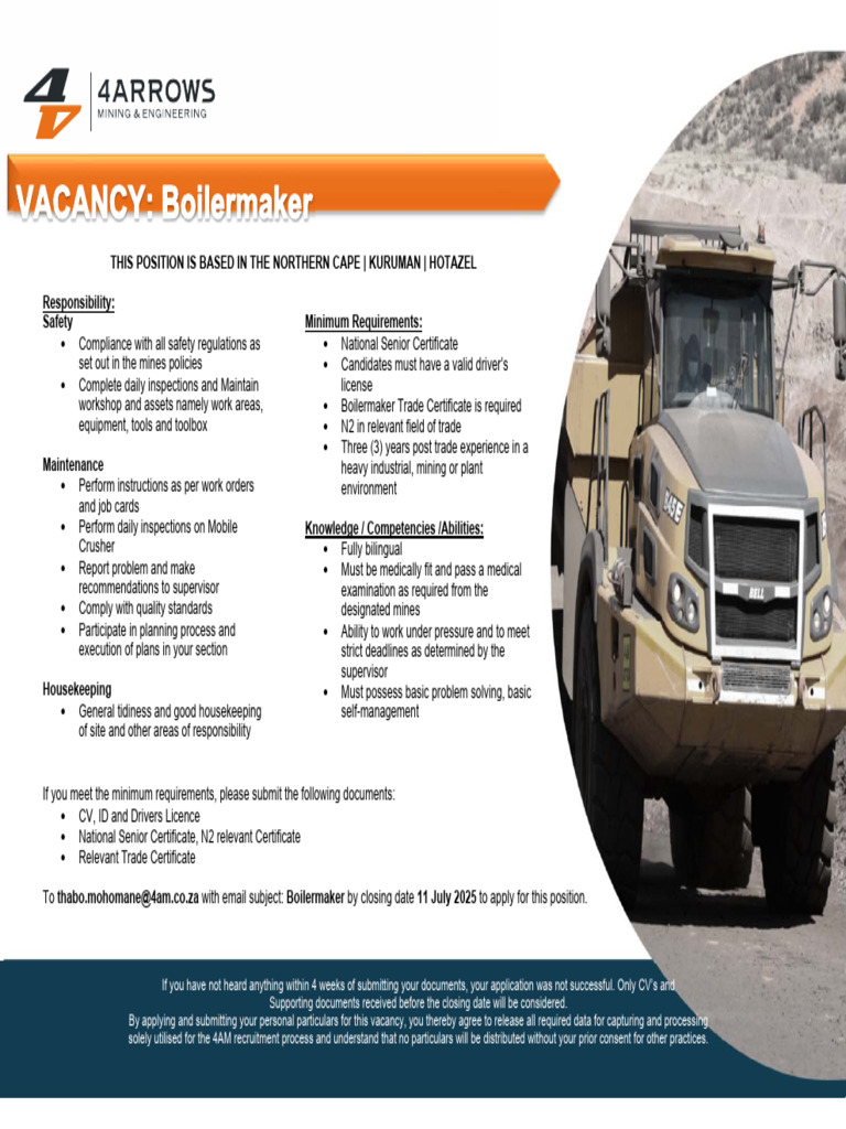 Boilermaker Position in Northern Cape | PDF