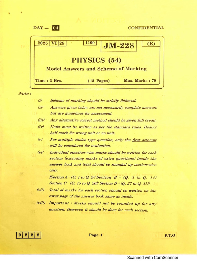 PHYSICS Model Ans 2025 JUN_16a0396f-73e1-4585-82bf-0d22930492b3 | PDF
