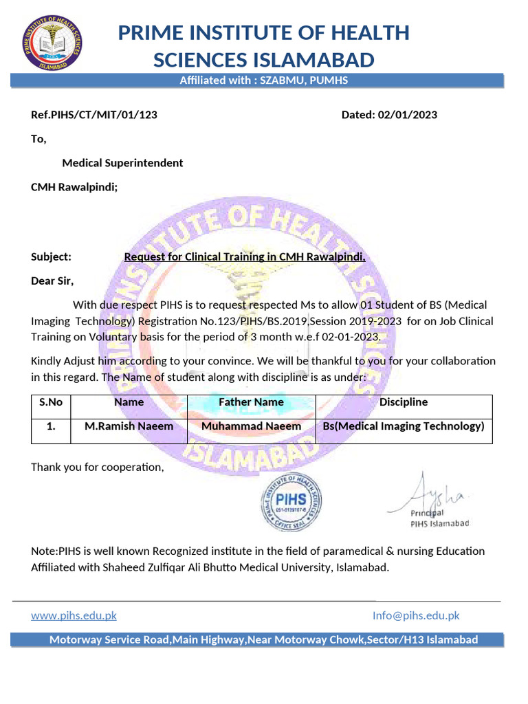 Ramish Naeem Letter | PDF