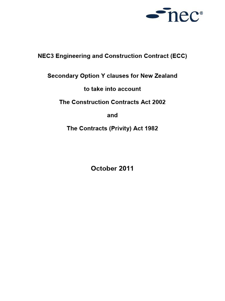 NEC3 ECC Y Clauses for New Zealand | PDF | Justice | Crime & Violence