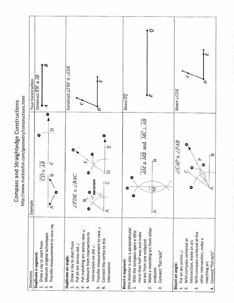 Line and Angle Construction Notes | PDF