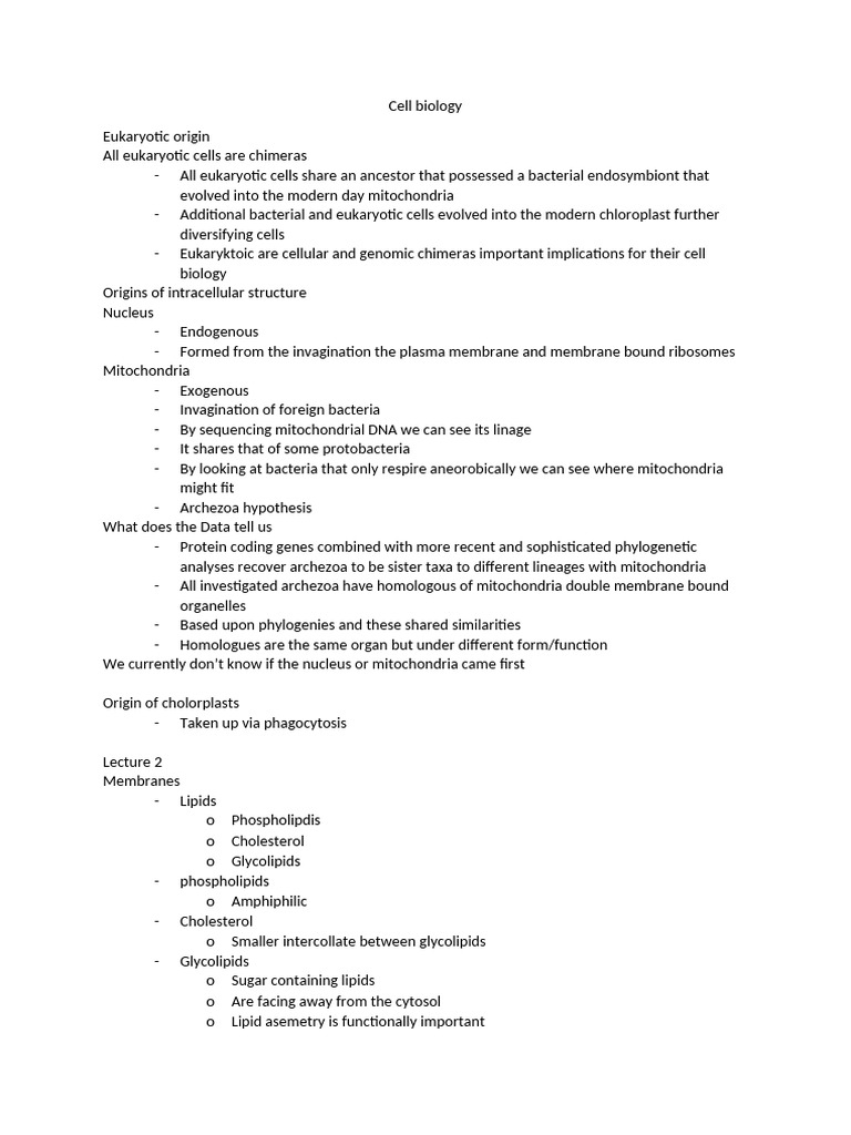 Eukaryotic Cell Biology and Membrane Functions | PDF | Cell Signaling ...