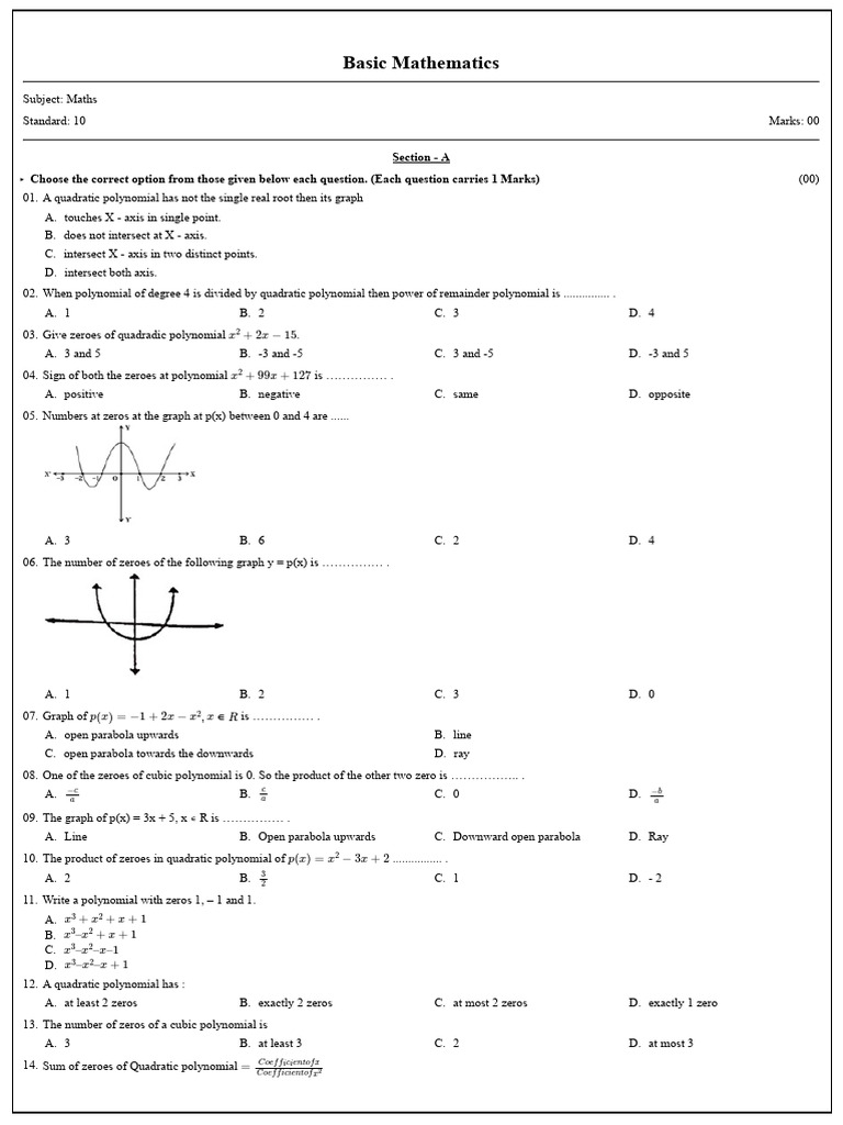 Quadratic and Polynomial Concepts | PDF | Circle | Polynomial