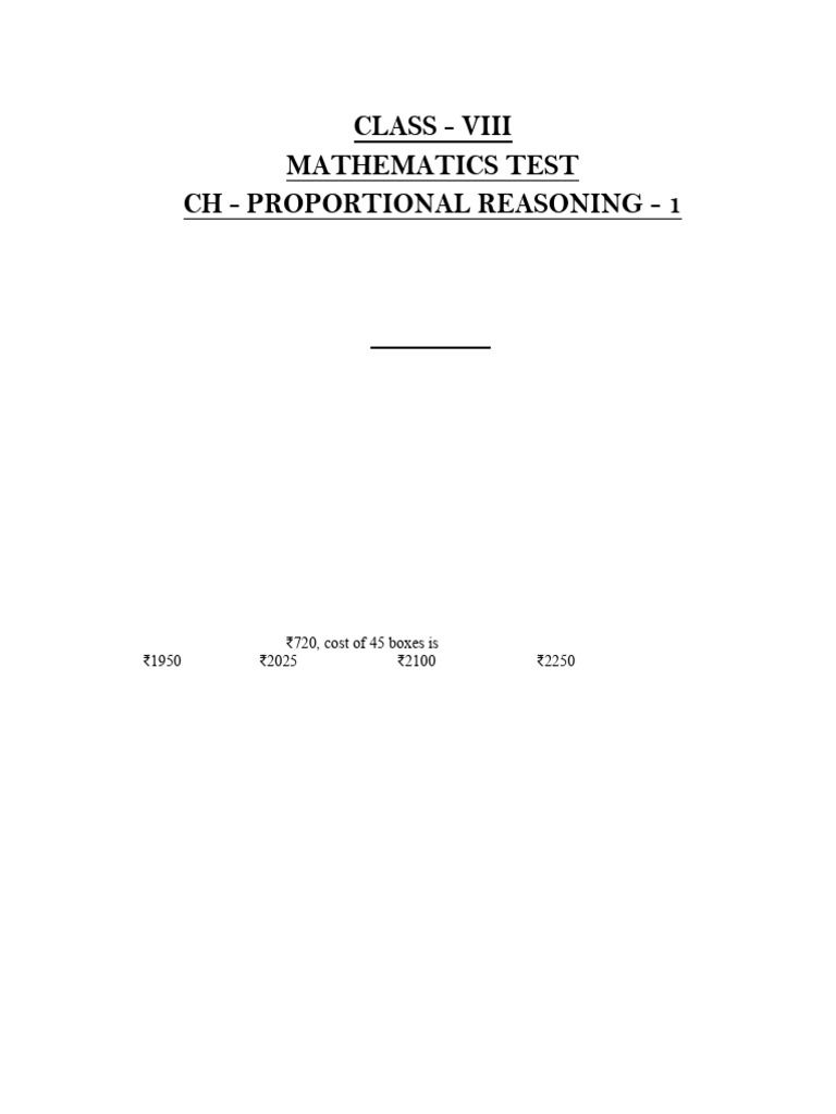 Class 8 Mathematics Test on Ratios | PDF | Ratio