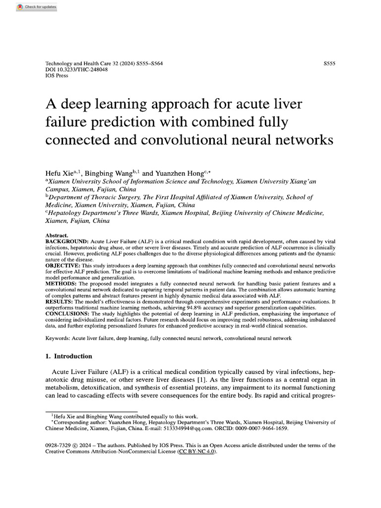 A Deep Learning Approach For Acute Liver Failure Prediction With ...