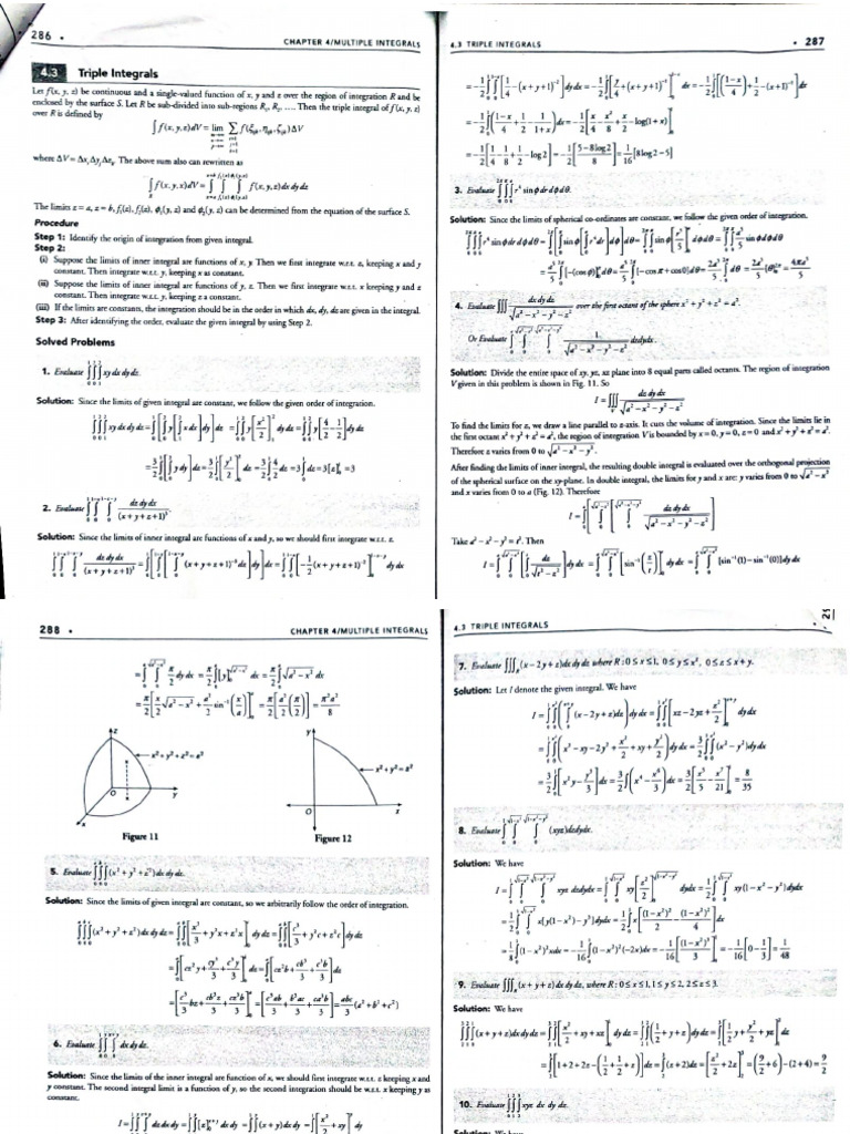 Triple Integrals Change of Variables, Area and Volume (Reference Book ...