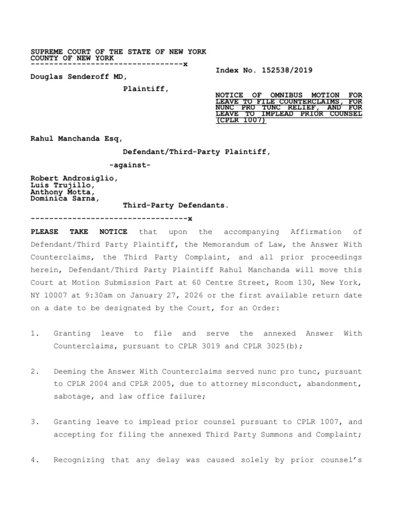 Omnibus Motion for Counterclaims and Relief | PDF | Lawsuit | Common Law