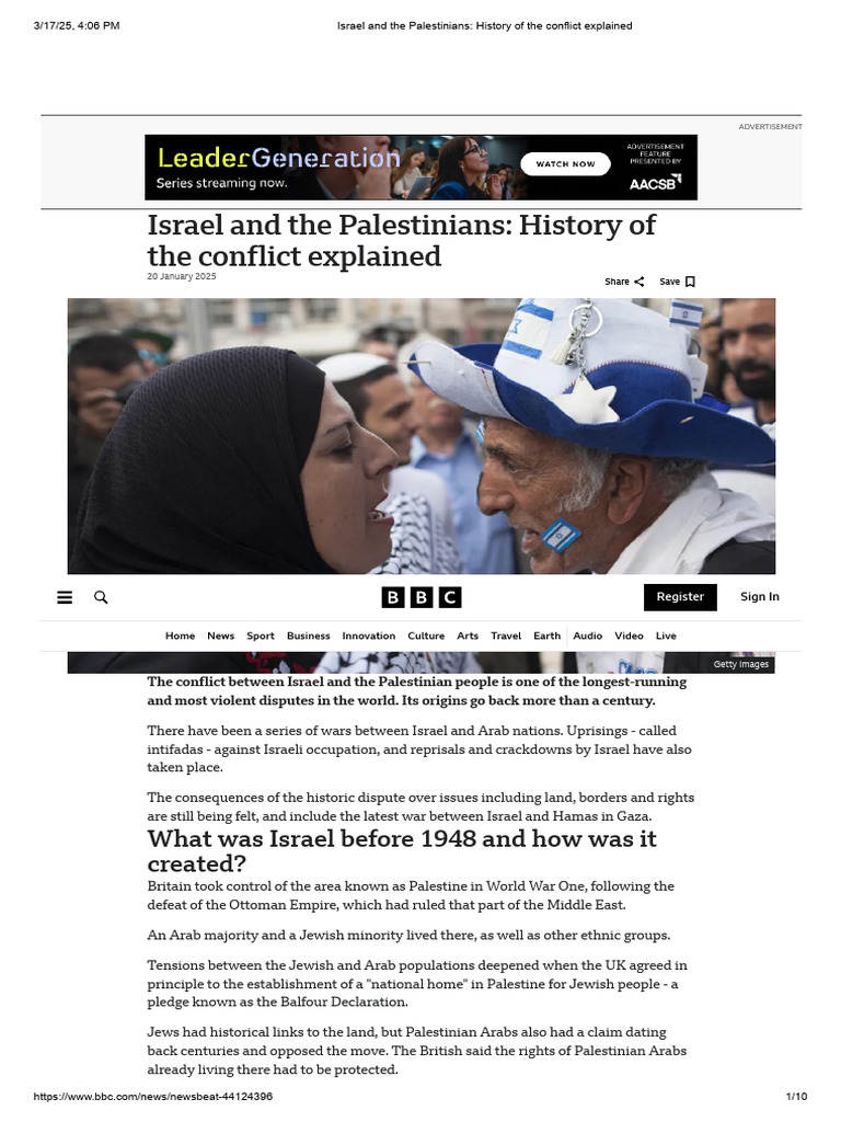 Israel and The Palestinians - History of The Conflict Explained | PDF ...