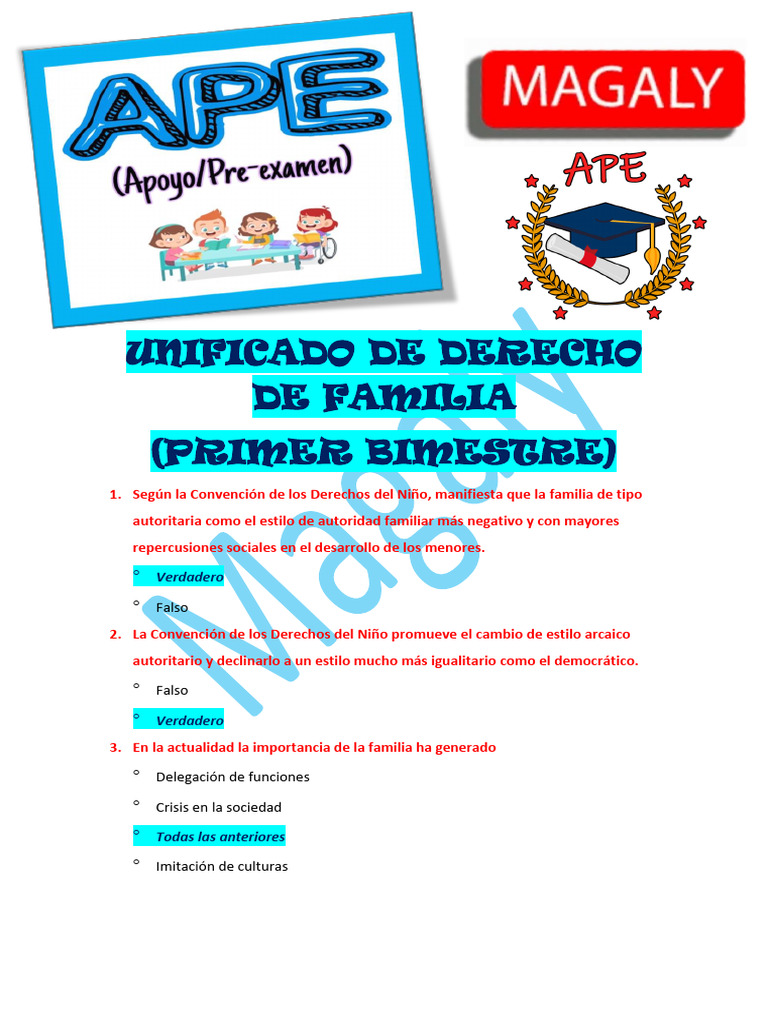 APE de Derecho de Familia - Primer Bimestre - Unificado - MESD | PDF ...