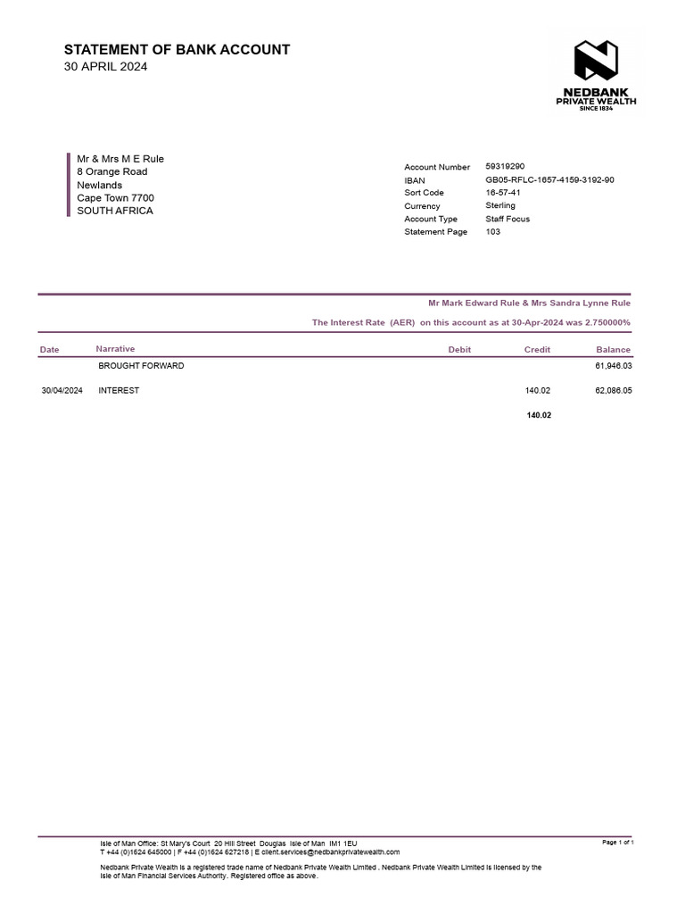 Bank Statement - 59319290 - 30 Apr 2024 | PDF