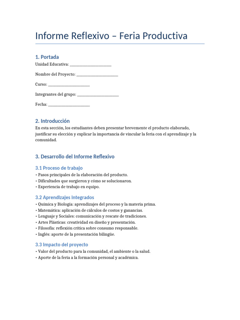 Informe Reflexivo Feria Productiva | PDF