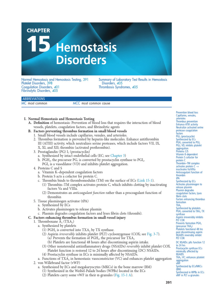 Hemostasis Disorders Overview and Testing | PDF | Coagulation | Platelet