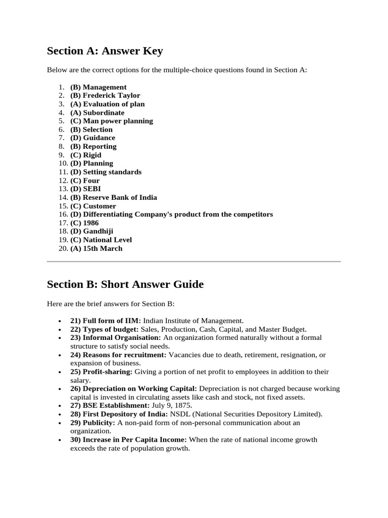 Management Concepts Answer Key Guide | PDF | Business | Economies