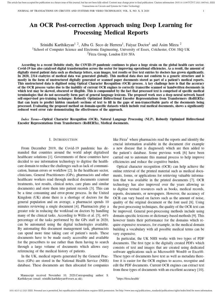 Deep Learning for Medical OCR Correction | PDF | Optical Character ...