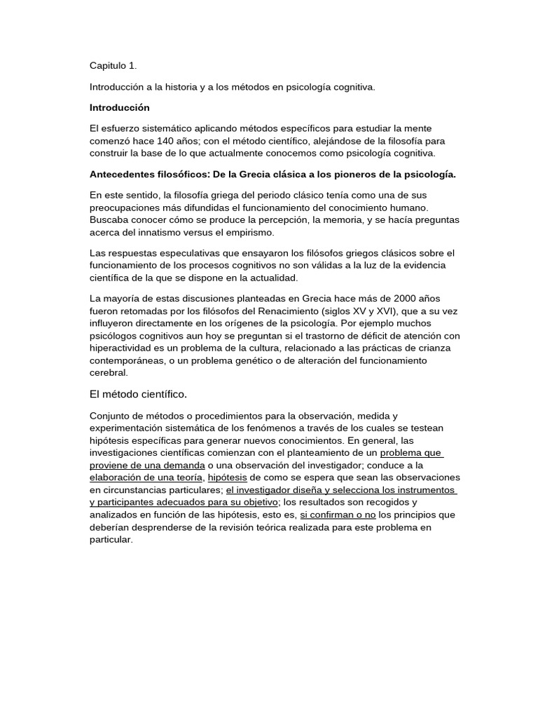 Historia y Métodos de la Psicología Cognitiva | PDF | Sicología | Cognición