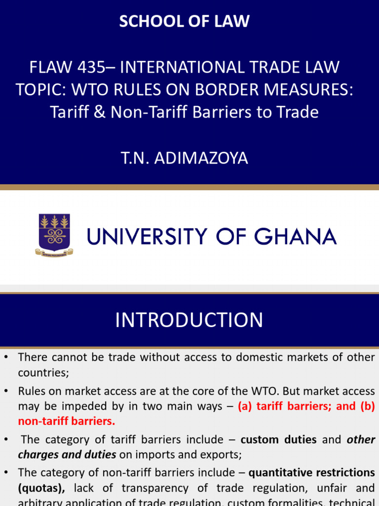 WTO Rules on Tariff & Non-Tariff Barriers | PDF | Market Access | Non ...