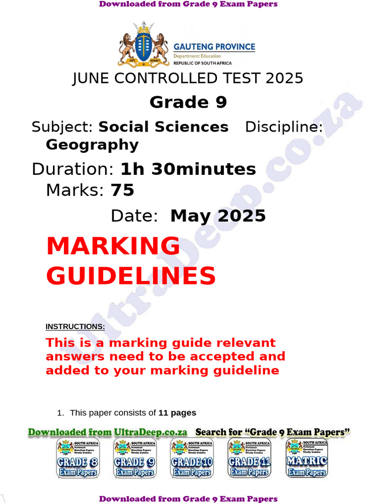 Grade 9 Geography June Test Memo | PDF | Geographic Data And ...