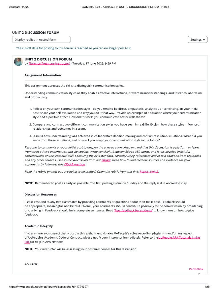 Discussion Forum Unit 2 | PDF
