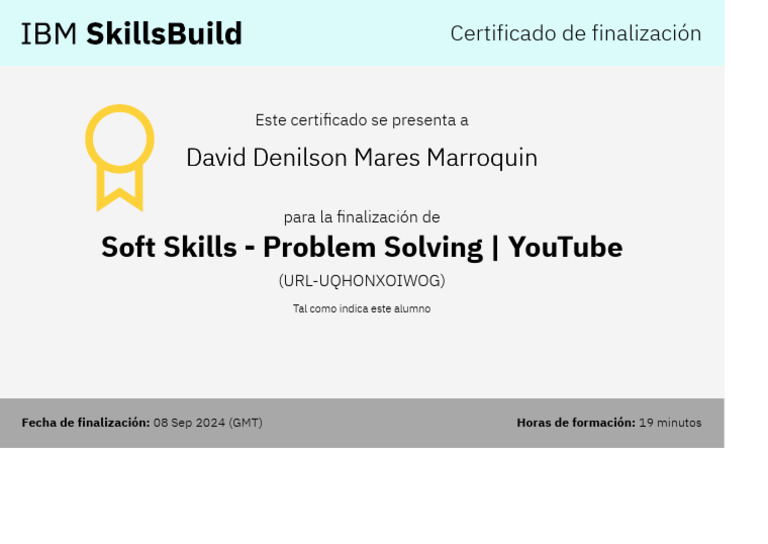Certificado de Soft Skills: Problem Solving | PDF