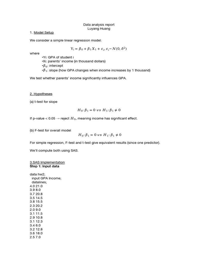 HW2 Data Analysis Report | PDF | F Test | Student's T Test