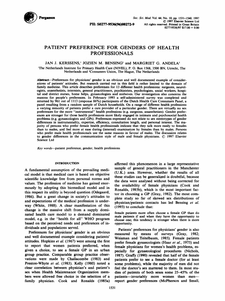 Patient Gender Preferences in Healthcare | PDF | General Practitioner ...