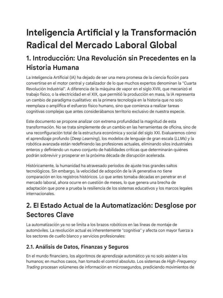 Impacto de la IA en el Mercado Laboral | PDF | Inteligencia artificial ...