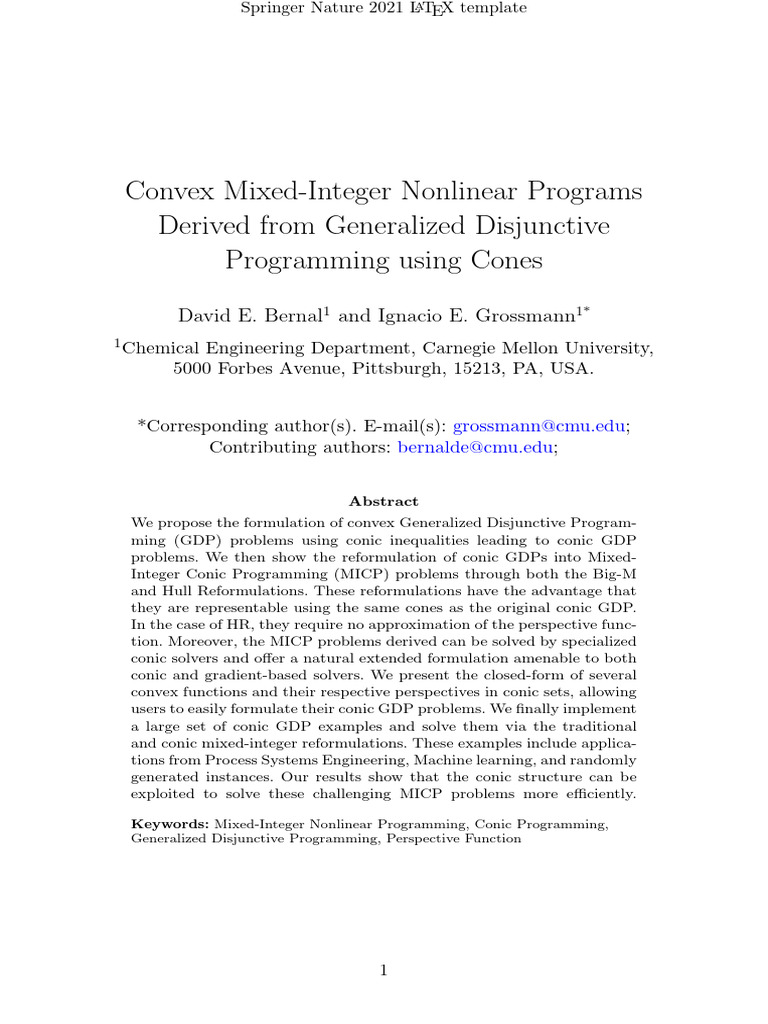Conic Mixed-Integer Nonlinear Programming | PDF | Linear Programming ...